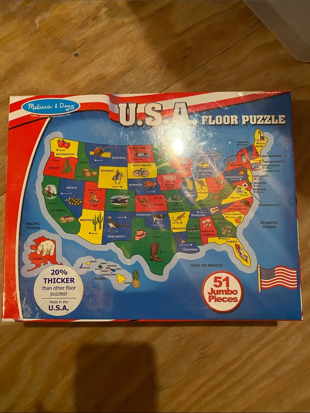 Melissa & Doug USA Floor Puzzle - Blue with Red and White Accents